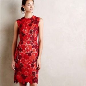Anthropologie Garden Lace Pencil Dress